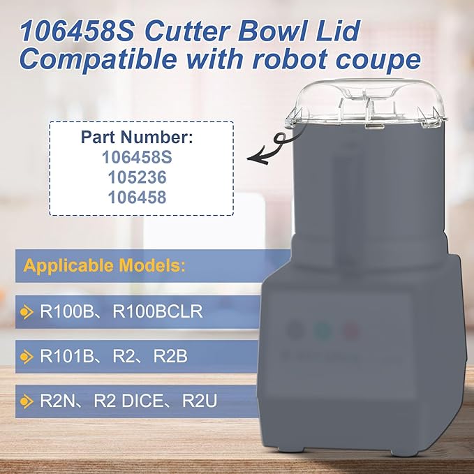 106458S Cutter Bowl Lid Compatible with robot coupe R2?갧2B?갧2 DICE?갧2N?갧101B Food Processor