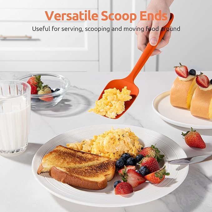 U-Taste 600쨘F Heat Resistant Silicone Spatulas: Flexible Food-Grade Silicon Baking Scraper, Kitchen Cooking Mixing Utensils with Upgraded Sturdy Handle Tip for Nonstick Cookware (4-Pc., Orange)