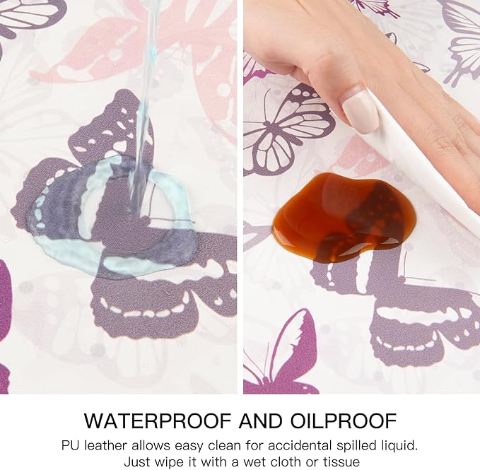 QIYI Placemats Set of 6, 12x18 Inch Faux Leather Place Mats for Kitchen Dinning, Heat Resistant Anti Slip Table Mats, Waterproof Wipeable Washable Placemat Party Table D챕cor, Watercolor Butterflies