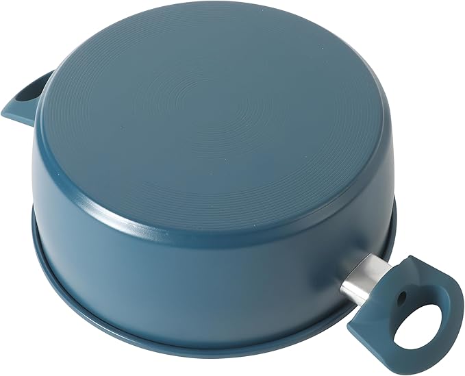 Gibson Home Helensburgh 7-Piece PFA-Free Ceramic Nonstick Carbon Steel Cookware Set ??Blue Pots and Pans with Glass Lids, Saucepan, Dutch Oven, Fry Pan