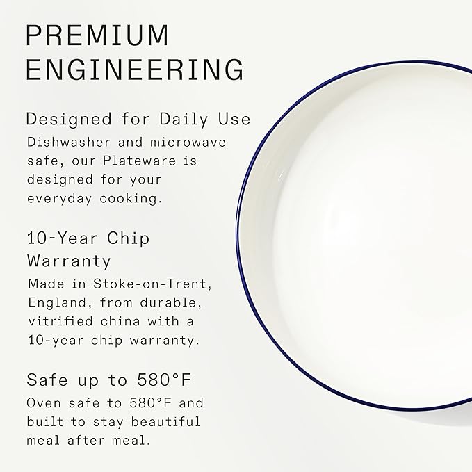 Made In Cookware - Serving Bowl - White With Navy Rim - Porcelain England