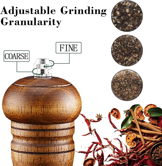 2Pcs Salt and Pepper Grinder, with Acrylic Visible Window Ceramic Grinding Manual Grinder