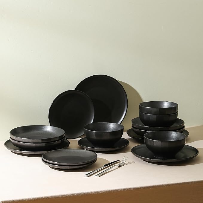 Stone Lain Rio 24-Piece Dinnerware Set Stoneware, Black