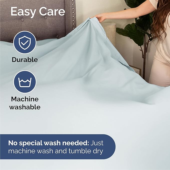 Cal King 6 Piece Sheet Set - Cooling & Breathable Bed Sheets - Hotel Luxury Bed Sheets for Women, Men, Kids & Teens - Deep Pocket Bedding w/Easy Fit - Soft & Wrinkle Free - Cal King Ice Blue Sheets