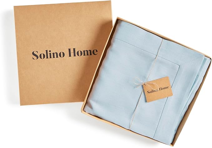 Solino Home Linen Tablecloth 60 x 90 Inch - 100% Pure Linen Ice Water Table Cloth for Rectangle Tables - Fete, Machine Washable Tablecloth for Spring, Easter