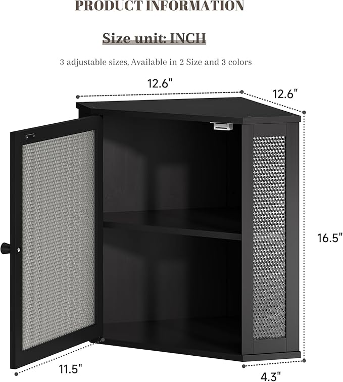 Corner Bread Box Kitchen Countertop Extra Large Capacity Farmhouse Bread Box, Corner Countertop Storage, Double Layer Bread Holder (Black, Extra Large)