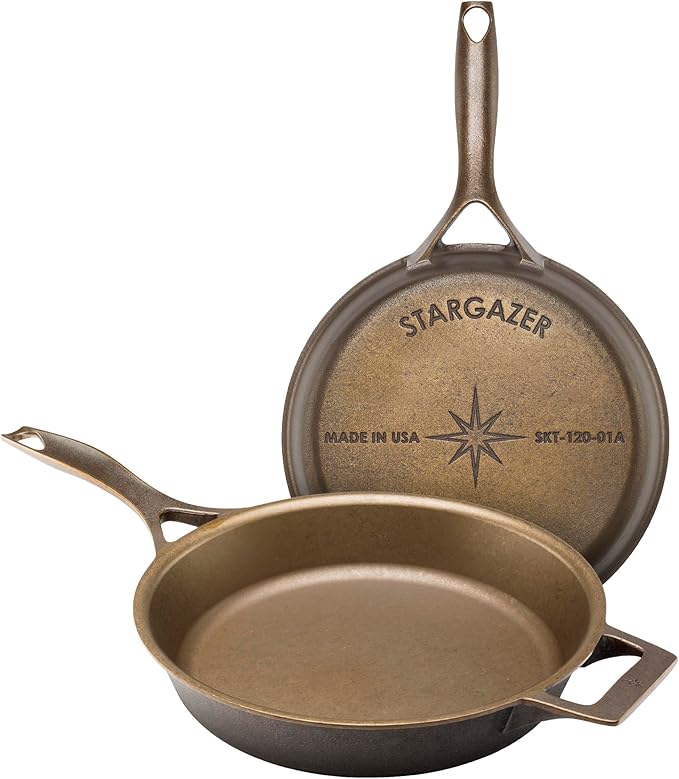 Stargazer 12-Inch Cast Iron Skillet | Made in USA, Seasoned, Premium Frying Pan for Grilling, Searing, Baking & More ??Durable Cast Iron with Smooth Cooking Surface