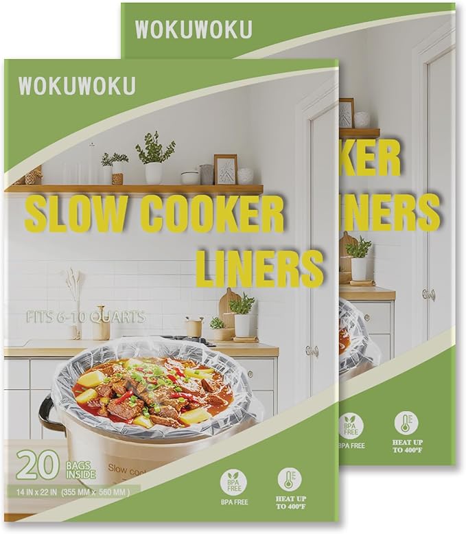Slow Cooker Liners, 40 Cooking Bags Extra Large Disposable Pot Liner Plastic Bags for 6QT to 10QT Slow Cooker Cooking Pans, 14??x 22?? 40 Liners (2pack)