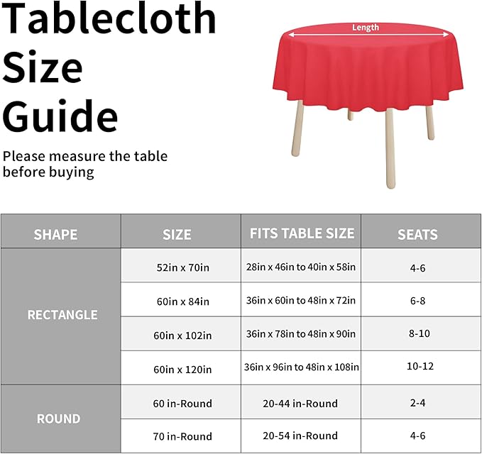 Easy-Going Faux Linen Waterproof Spill-Proof Tablecloth Stain Resistant Round Table Cloth Wrinkle Free Decorative Fabric for Kitchen, Dining, Party, Weddings, Restaurants (60 in-Round, Red)