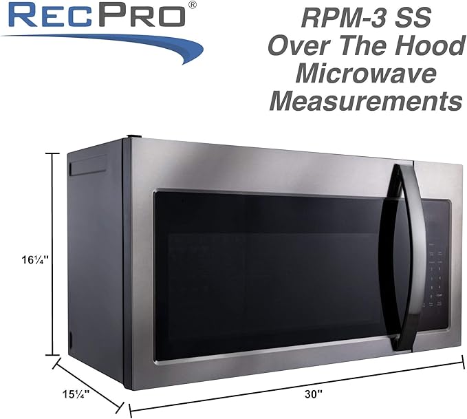 RecPro RV Microwave Over The Range 30" Convection Oven | Stainless Steel | 120V AC | 900W | Camper Microwave | Direct Replacement for Greystone and High Pointe