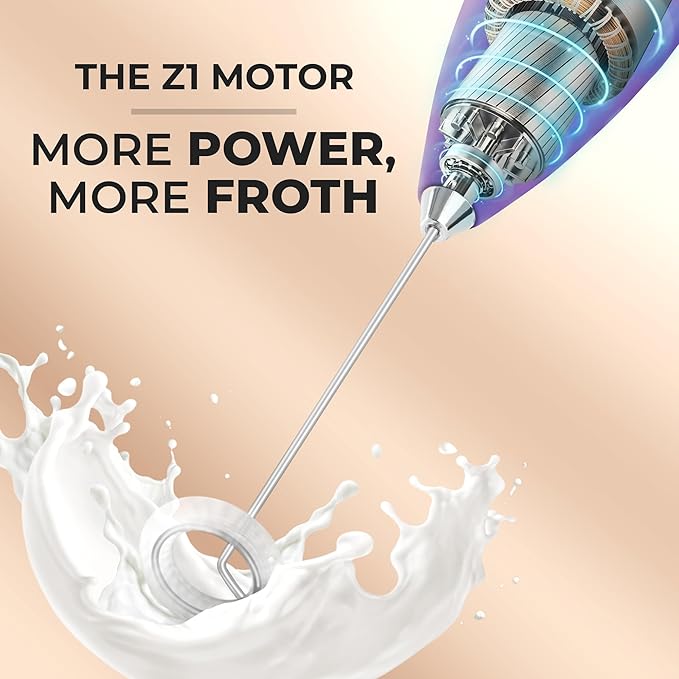 Zulay Kitchen Milk Frother Handheld Electric Whisk with AA Duracell Batteries ??Durable Drink Mixer for Coffee, Lattes, Cappuccinos & More - Purple