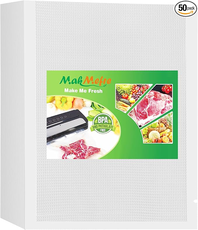MakMeFre 50 Plus Quart Size 10" x 13" Vacuum Sealer Bags with BPA Free and Heavy Duty,Great for Food Storage Vaccume Sealer PreCut Bag