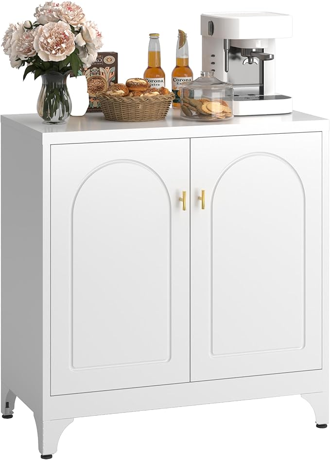 Coffee Bar Cabinet,Kitchen Storage Cabinet,Buffet Cabinet with Storage and Adjustable Shelf,White Sideboard Buffet Cabinets for Living Room