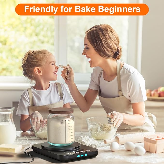 Electric Sourdough Starter Warmer Mat, Upgrade Warming Heating Pad for Sour Dough Starter, Sourdough Heater Proofing Tool for Home Baking with US Plug Thermostat Control, Timing, Memory Function