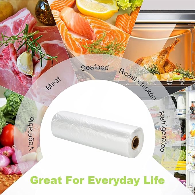 RyhamPaper Food Storage Bags, 12 x 16 Plastic Produce Bag on a Roll Fruits, Vegetable, Bread, Food Storage Clear Bags, 350 Bags/Roll, 4 Roll (Pack of 4)