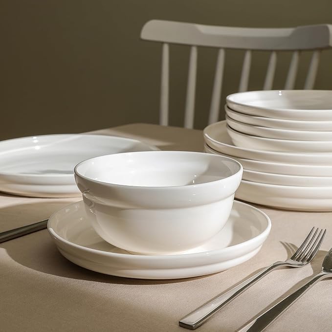 Stone Lain Virtuo 24-Piece Dinnerware Set Porcelain, White