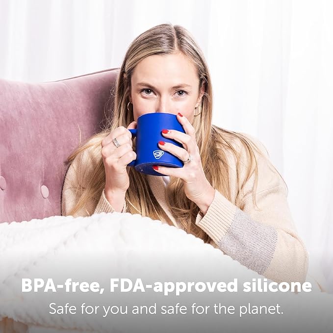 Silipint 16oz Silicone Coffee Mug ??Unbreakable Dishwasher Safe Microwave Oven & Freezer Compatible Travel Mug ??Non-Toxic Reusable Cup for Hot Coffee Tea or Cold Drinks, Classic Blue - Pack of 2