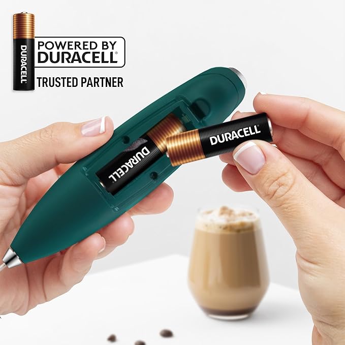 Zulay Kitchen Patented Tornado Triple Whisk Milk Frother with 4 Duracell Batteries ??Handheld Foam Maker for Coffee, Lattes, Matcha & Hot Chocolate ??Rich, Creamy Froth in Seconds