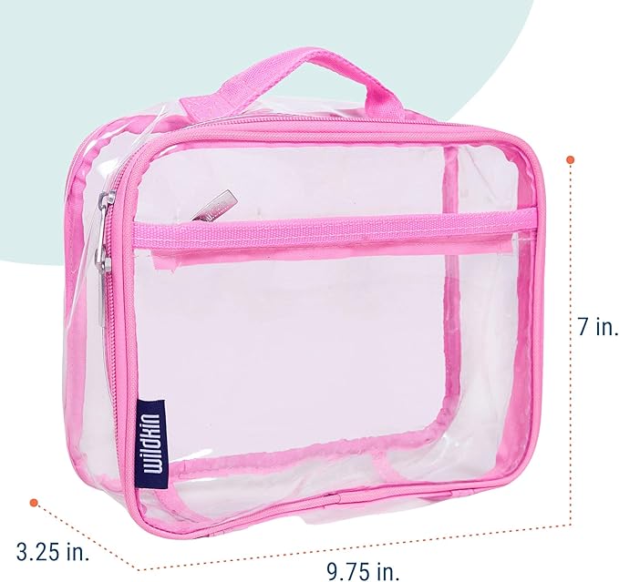 Wildkin Kids Insulated Lunch Box ??Durable and Reusable for School & Travel - Clear w/Pink Trim