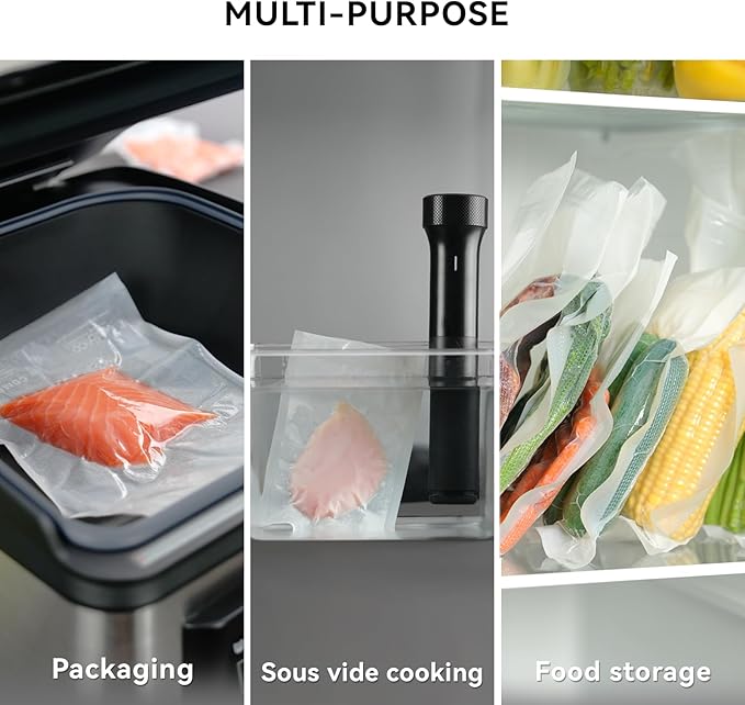 VestaEco Compostable Vacuum Sealer Bags for food, 50 Pint 6" x 10" Precut, Heavy-Duty Embossed Vacuum Seal Food Saver Bags, BPA-Free, for Storage, Meal Prep or Sous Vide