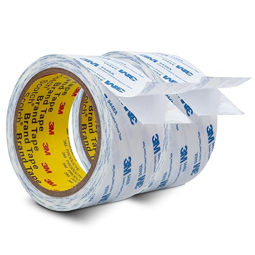 3M Double Sided Tape 2"횞32.8Ft 2 Pack 9448A Double Coated Tissue Tape Adhesive Sticky Tape Translucent Removable for Foam Art Craft Nameplate Bonding