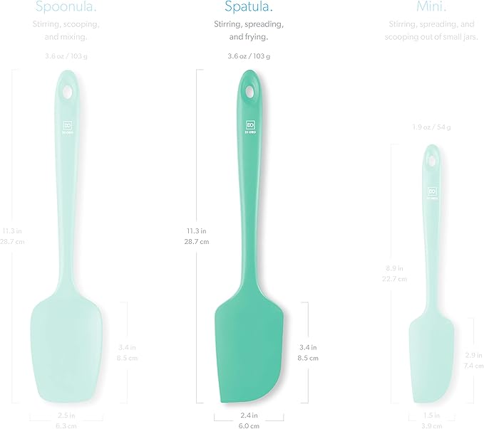 DI ORO Silicone Spatula - 600째F Heat-Resistant Rubber Kitchen Spatula for Baking, Scraping, & Mixing - BPA Free Nonstick Cookware Safe Flexible Utensil for Cooking - Seamless & Dishwasher Safe (Mint)