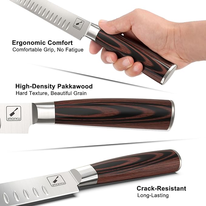 imarku Brisket Knife, 12 Inch Ultra Sharp Carving Slicing Knife for Brisket, BBQ, Turkey, Ham, Ribs, and Roast Beef, High Carbon Stainless Steel Blade, Ergonomic Pakkawood Handle, Gift Box