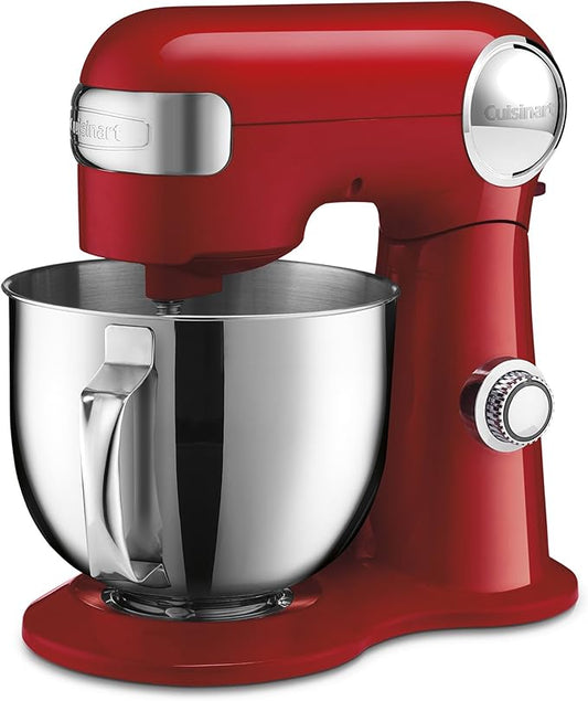 Cuisinart Stand Mixer, 12 Speed, 5.5 Quart Stainless Steel Bowl, Chef?™s Whisk, Mixing Paddle, Dough Hook, Splash Guard w/ Pour Spout, Ruby Red, SM-50R, Manual