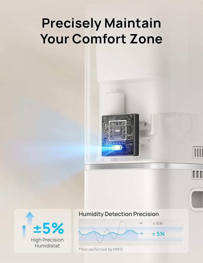 Dreo 11L Smart Humidifier Large Room 700 ft짼, 100H Cool Mist Air Humidifiers for Bedroom, Top-Fill Self-Cleaning Tank, 26dB, Auto Mode, Aroma Box, RGB Light, Remote & APP Control, Baby, Plant, Silver