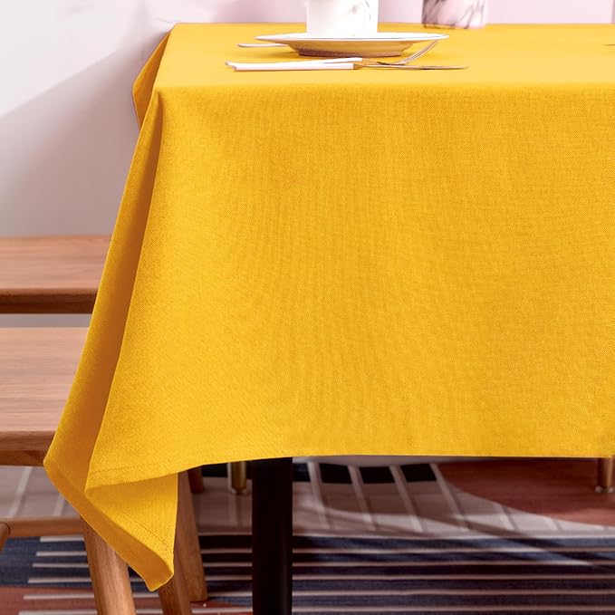 BALCONY & FALCON Table Cloth for 6 Foot Rectangle Tables ??Waterproof, Wrinkle-Free Farmhouse Tablecloth for Dining, Kitchen, Wedding, Baby Shower & Holiday Gatherings (Yellow, 55" x 95")