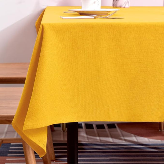 BALCONY & FALCON Table Cloth for 6 Foot Rectangle Tables ??Waterproof, Wrinkle-Free Farmhouse Tablecloth for Dining, Kitchen, Wedding, Baby Shower & Holiday Gatherings (Yellow, 57" x 118")