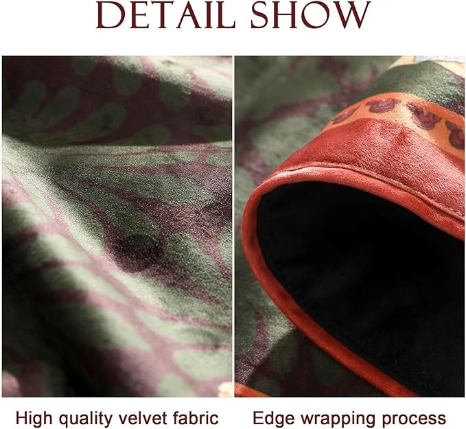 patdrea Designer Mysterious Oil Painting Figures Velvet Table Runner, Brown Green with Palm Frond Pattern Table Mat, Decoration for Kitchen Dining Coffee Table Cabinet Banquet Thanksgiving,12"*71"