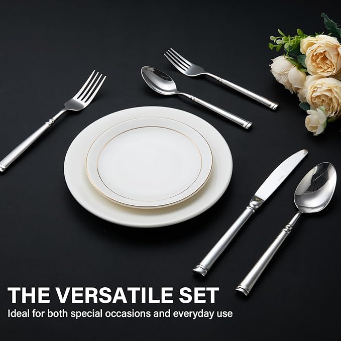 40-Piece Silverware Set for 8竊똕erenity Flatware Set 18/10 Stainless Steel竊똅ine Cutlery Set with Forks, Knives, Spoons竊똃urable and Elegant Design Tableware竊똃ishwasher Safe