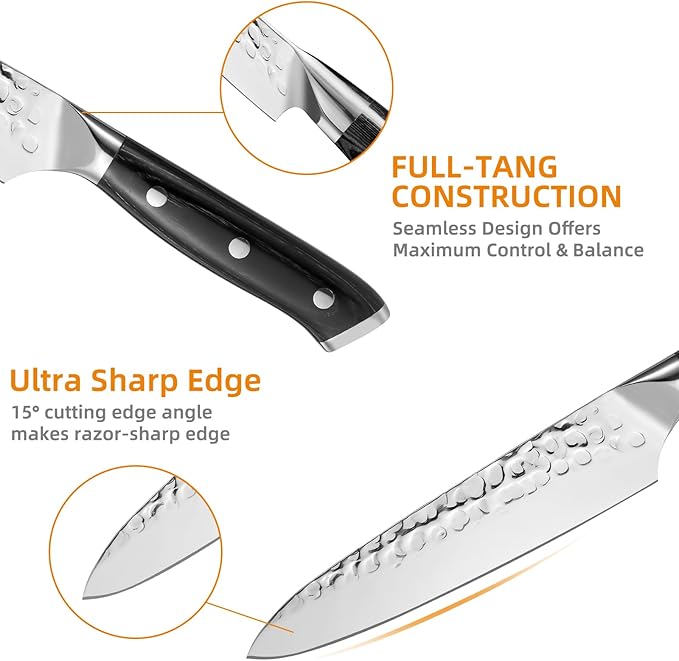 FXFSTEEL Paring Knife ??5 inch German 1.4116 Stainless Steel Blade with Full Tang Pakka Wood Handle Small Kitchen Knife for Fruit and Vegetable Cutting, Multi-Purpose Sharp Chef Knife
