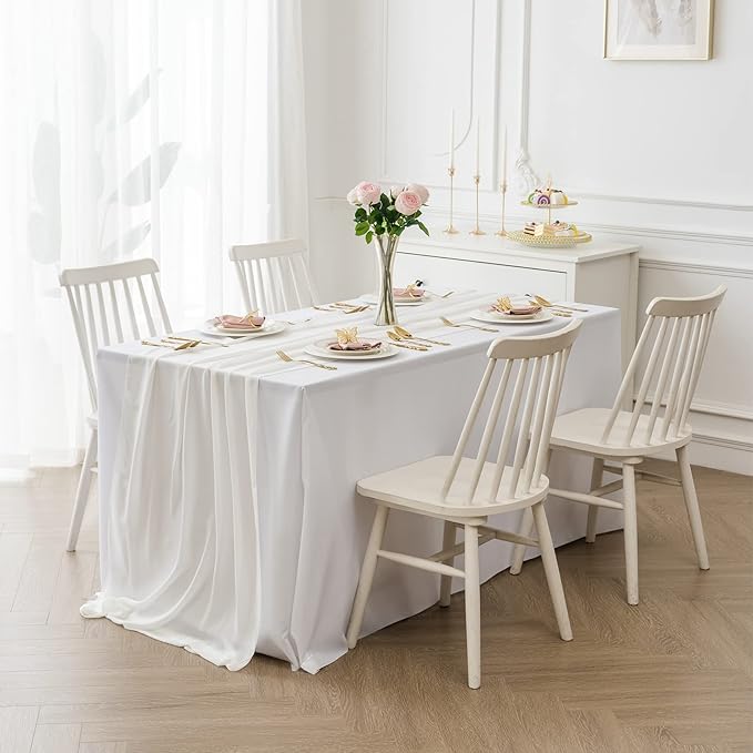 flohar 6Pack 9ft Chiffon Table Runner 14x108 Inch Sheer Romantic Table Runner for Wedding Birthday Party Bridal Shower Outdoor Decoration-Ivory