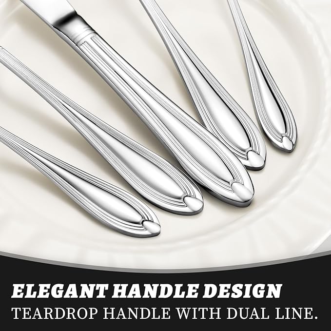 TIVOLI Silverware Set for 4, 20 Piece Heavy Duty Stainless Steel Flatware Utensils Cutlery Set Including Steak Knife Fork and Spoon, Dishwasher Safe, Gift Package for Wedding Housewarming (Silver)