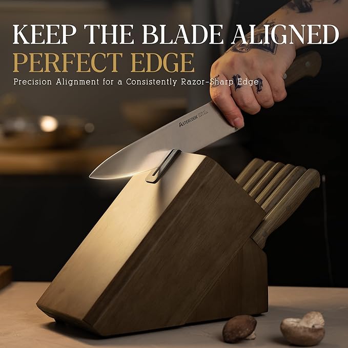 Astercook 17-Piece Forged Knife Set with Block | Full Tang Professional Kitchen Knives in Stainless Steel with Triple-Rivet Ergonomic Handles & Gift-Ready Collection