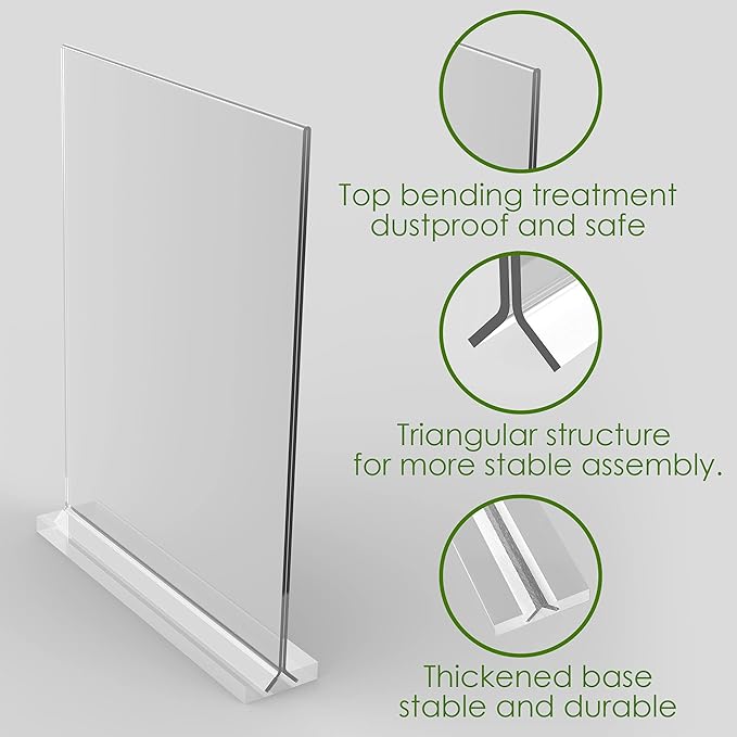 newnewshow 5?쐘7??Acrylic Sign Holder 6 Pack Vertical T Shape Double-Sided Desktop Display Holder