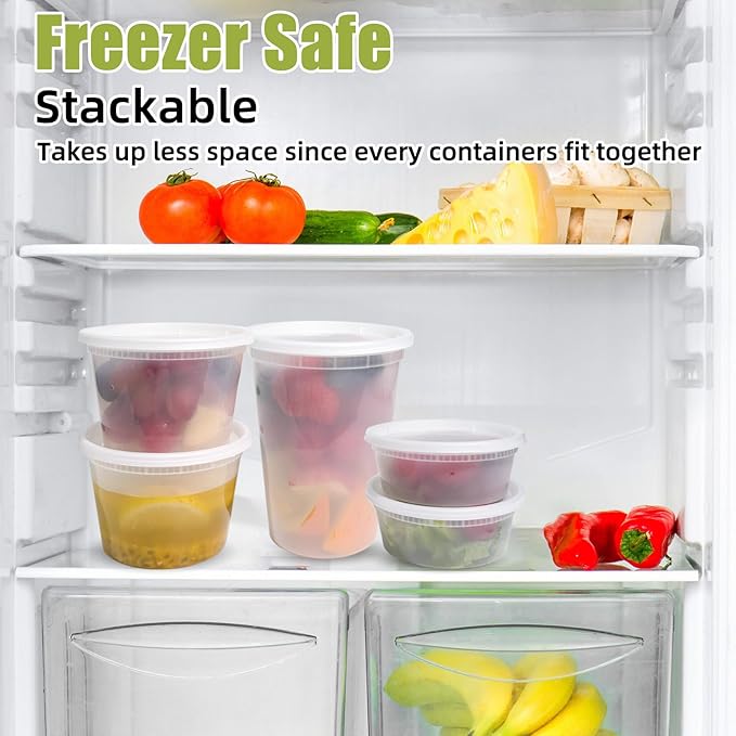 EASYTRIP [60 sets] 8oz Deli Containers with Lids竊똅ood Storage Container with airtight lid竊똏lastic Soup Containers with Lids Meal Prep/BPA Free/Freezer Safe/Dishwasher Safe/Microwave Safe/Stackable