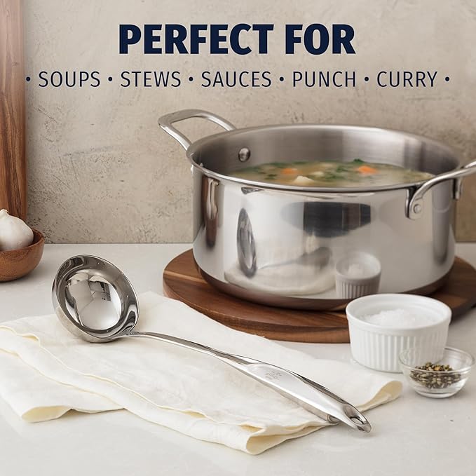 Zulay Kitchen Stainless Steel Soup Ladle - 13??Large Ladle for Soups, Stews & Sauces - Durable, Heat-Resistant, Rust-Proof & Dishwasher Safe Kitchen Utensil with Ergonomic Handle