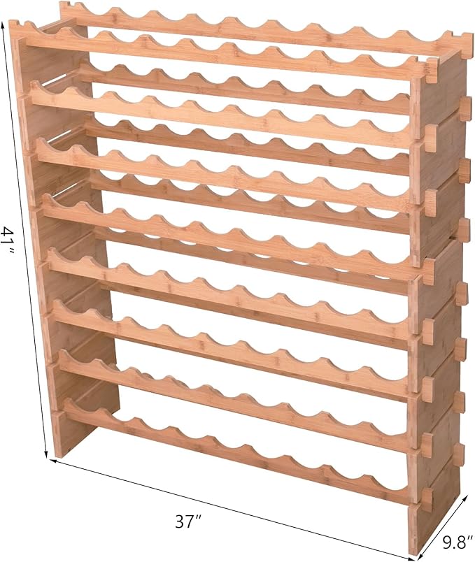 Wine Rack Bamboo Wood Stackable Storage Freestanding Wooden Wine Rack Wine Cooler 72 Bottle and 90 Bottle (72 Bottle)