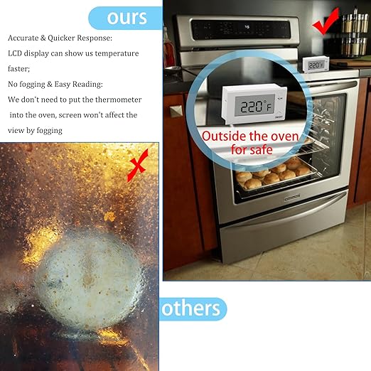 Digital Oven Thermometer with Probe Grill Meat Thermometer up to 572째F/300째C, Oven Thermometer Roasting for Barbecue Accessories for Kitchen, Roasting, Grill, Pizza