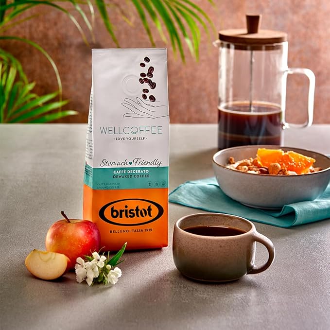 Bristot Wellcoffee Dewaxed ??Low-Acid Italian Ground Espresso ??Medium Roast Coffee for Moka Pot, French Press & Pour Over ??7.05 oz (200g)