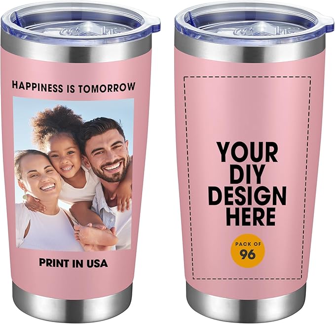 SMLIXE Personalized Coffee Tumbler Print in USA 20oz Stainless Steel Double Wall Insulated Coffee Cup With Text Photo Logo