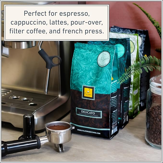 Filicori Zecchini Italian Espresso Beans ??Whole Bean Coffee Medium Roast Arabica & Robusta Blend ??Low Acidity, Slow Roasted ??Delicato 2.2lb Bag