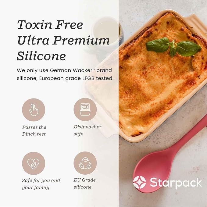 Starpack 'Winning Serve' XL Premium Silicone Serving Spoon (13.5") - Large Silicone Spoon for Cooking High Heat Resistant to 600째F - LFGB Grade Nonstick Mixing Spoons - Large Rubber Serving Spoons