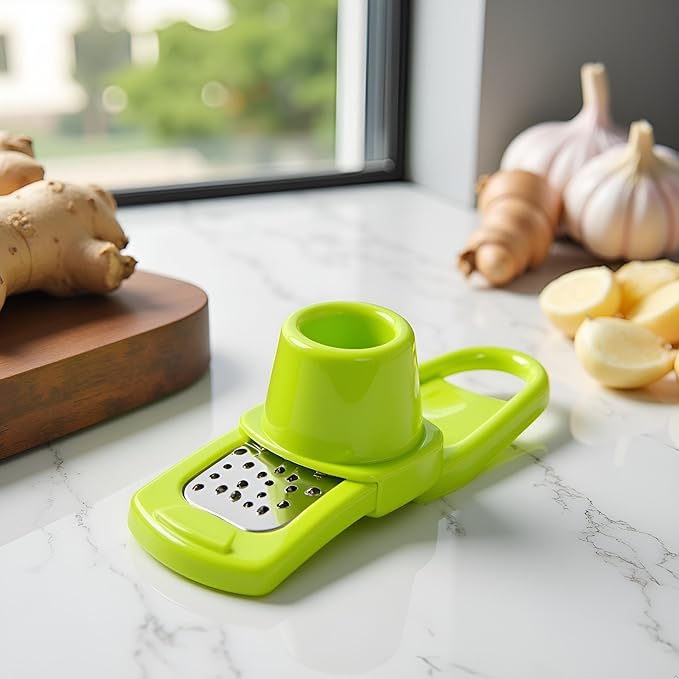Mini Multifunction Garlic Ginger Grater Tool,Nutmeg Grinder,Kitchen Manual Fruit Vegetable Nuts Chopper Grinder,Graters Peeling,Grating and Slicing Tools (Green)