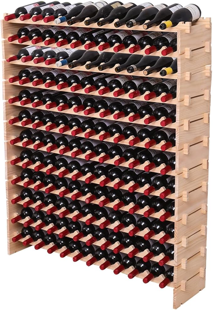 Wine Rack freestanding Floor Cabinet 144bottle Wood Stackable Storage Modular Wine Holder Display Shelves ﻿
