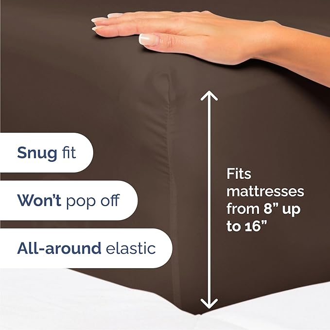 Queen 6 Piece Sheet Set - Cooling & Breathable Bed Sheets - Hotel Luxury Bed Sheets for Women, Men, Kids & Teens - Comfy Bedding w/Deep Pockets & Easy Fit - Soft & Wrinkle Free - Queen Brown Sheets