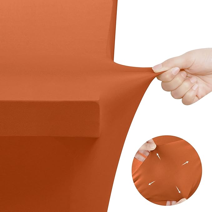 Utopia Kitchen Spandex Tablecloth 2 Pack [6FT, Orange] Tight, Fitted, Washable and Wrinkle Resistant Stretch Table Cloth Rectangle Cover for Trade Show, Weddings & Parties [72Lx30Wx30H Inch]